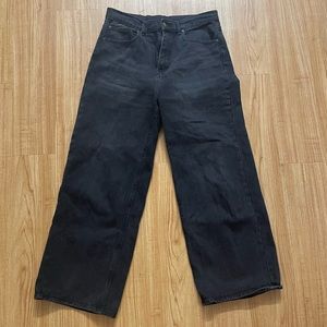 wide leg washed black jeans
